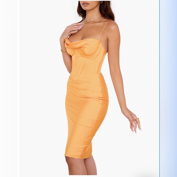 House of CB Dresses House Of Cb Myrna Satin Corset Midi Dress